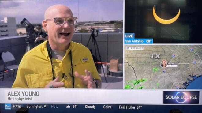 Alex Young on The Weather Channel for the Oct 14, 2023 Annular Solar Eclipse